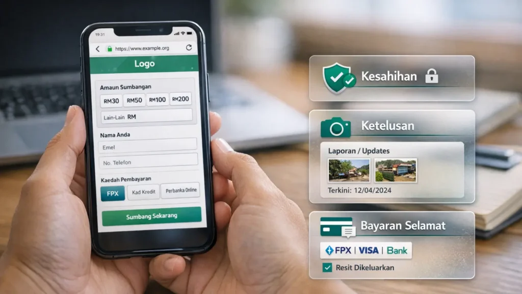 Tujuh cara semak untuk memastikan anda berada di halaman Tabung Palestin yang betul. 2 tabung palestin - 02